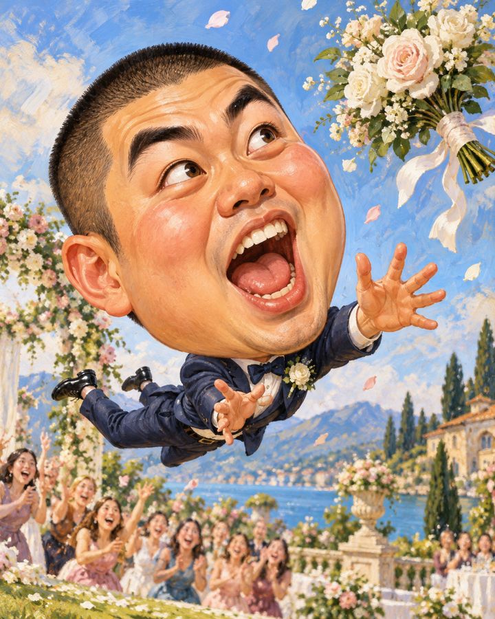 ブーケキャッチ 似顔絵の例