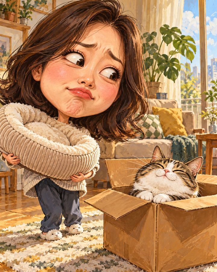 箱が好きな猫 似顔絵の例