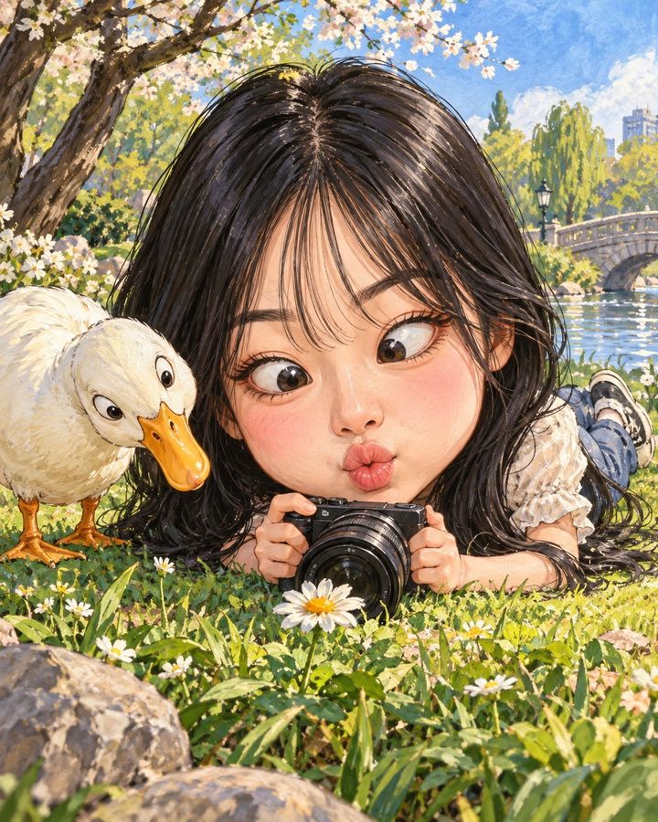 오리 인생샷 캐리커처 예시