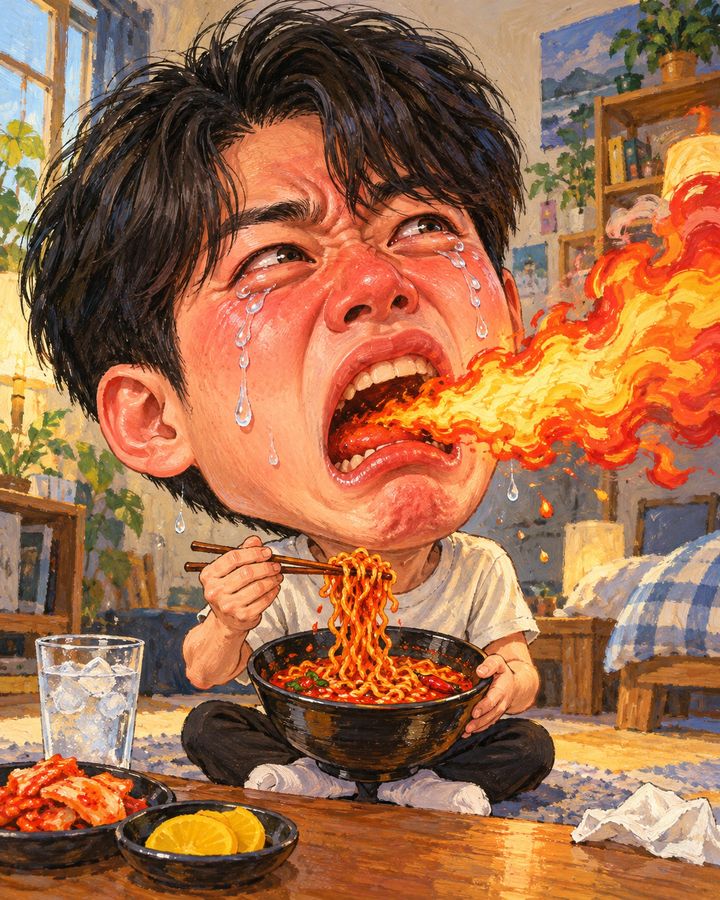 激辛ラーメン 似顔絵の例