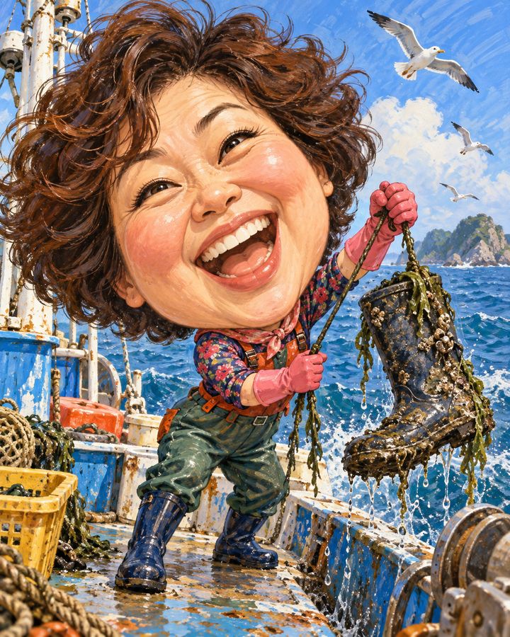 Big catch fishing — caricature example