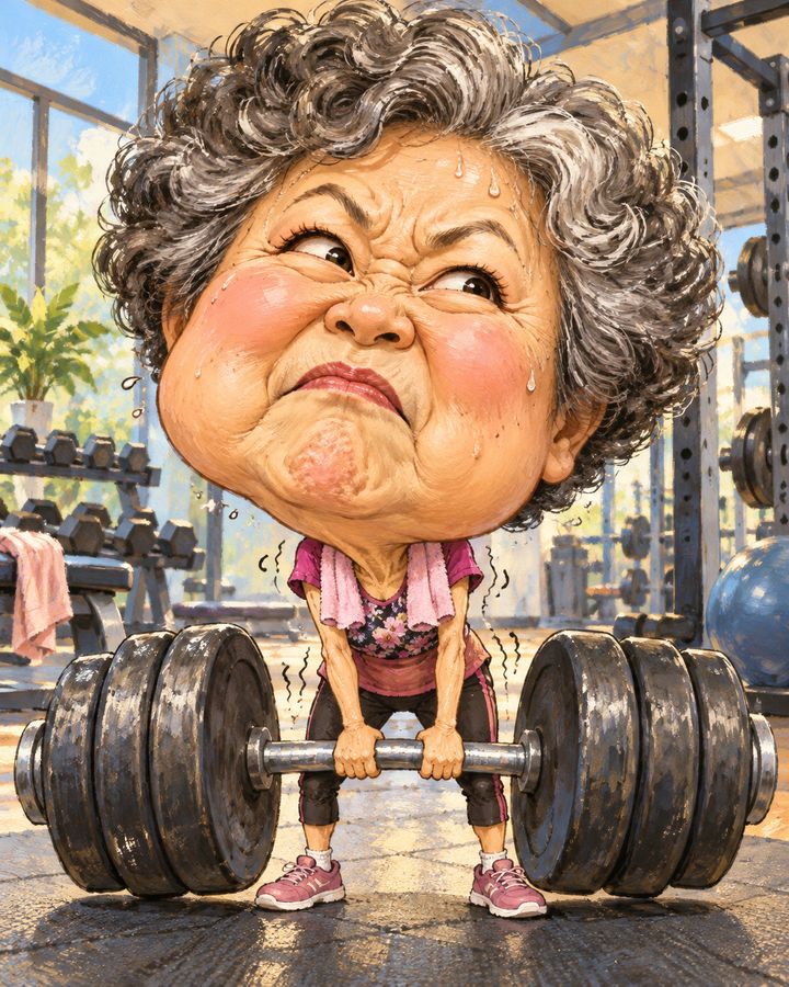 First day at the gym — caricature example