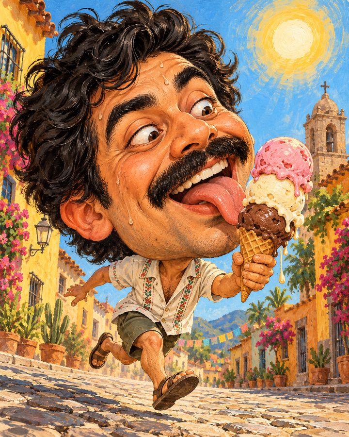Melting ice cream — caricature example