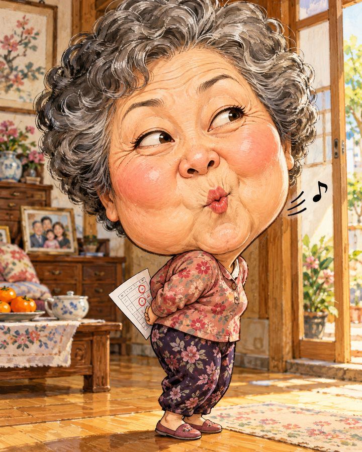 成績表を隠す 似顔絵の例