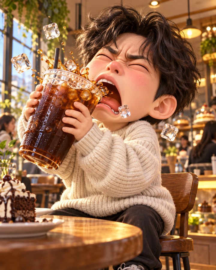 아아 원샷 머리 띵 3D 캐리커처 예시