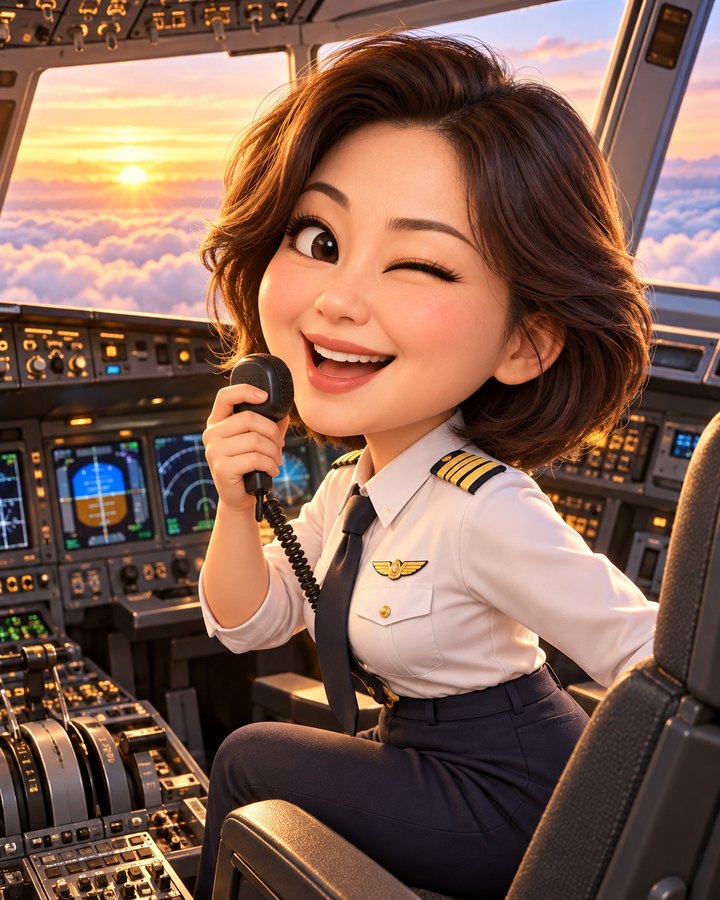 기장 안내방송 3D 캐리커처 예시