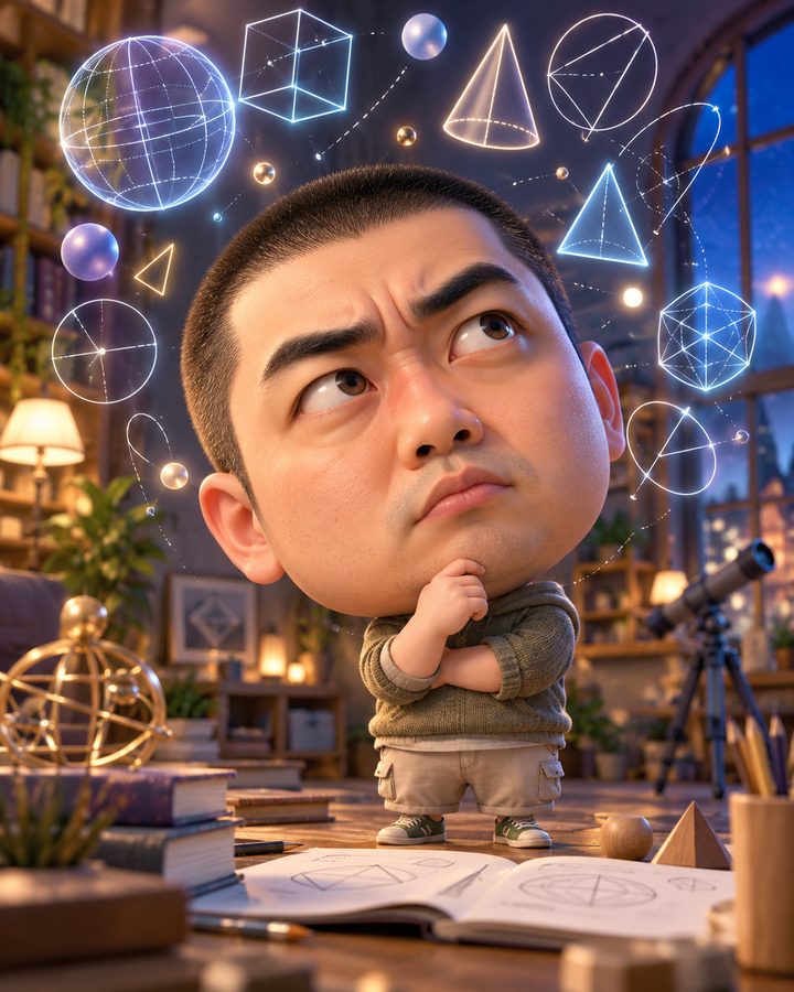 수학 계산 혼란 3D 캐리커처 예시
