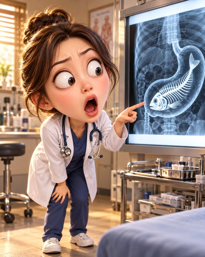 의사 엑스레이 3D 캐리커처 예시