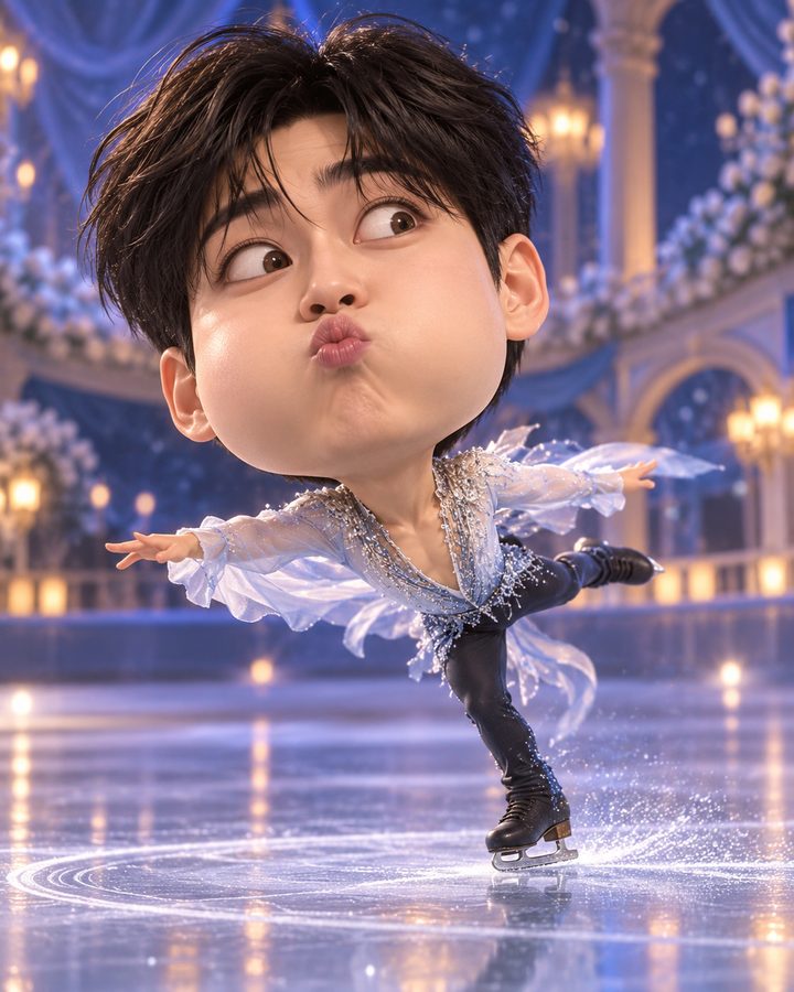 피겨 스핀 3D 캐리커처 예시