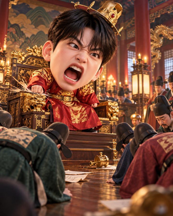 곤룡포 왕의 분노 3D 캐리커처 예시