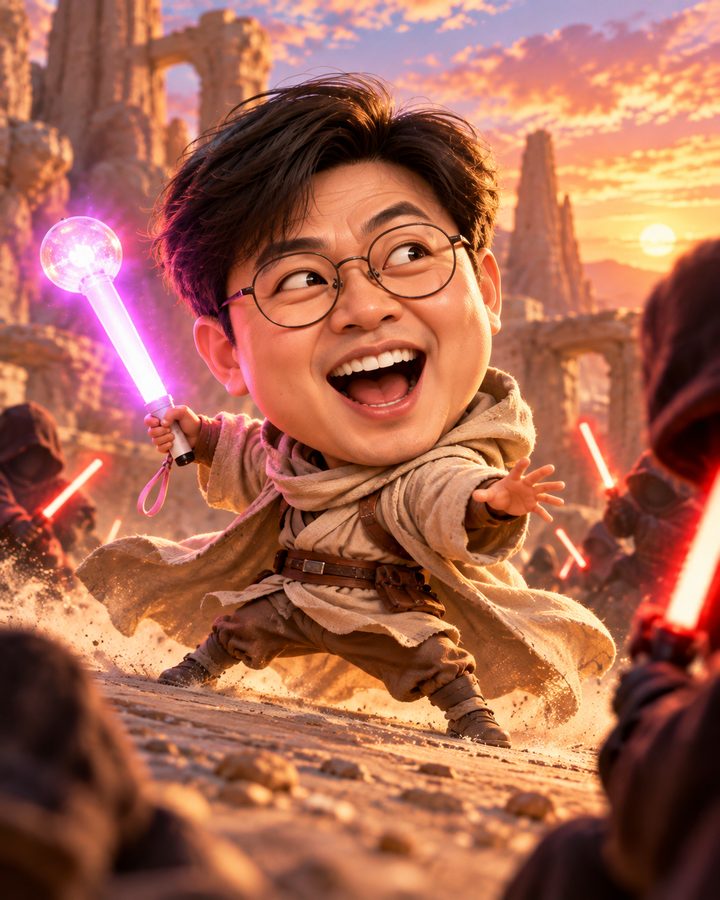 광선검 결투 3D 캐리커처 예시