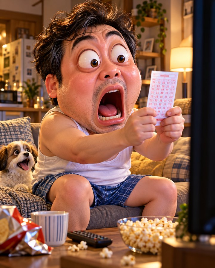 Checking the lottery — 3D caricature example