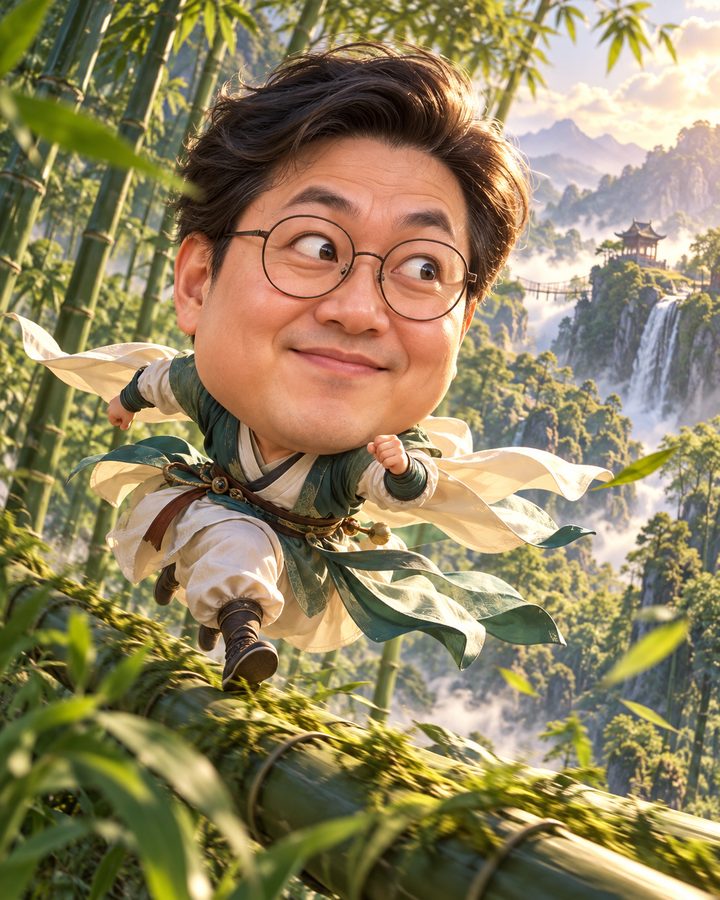무협 경공술 3D 캐리커처 예시