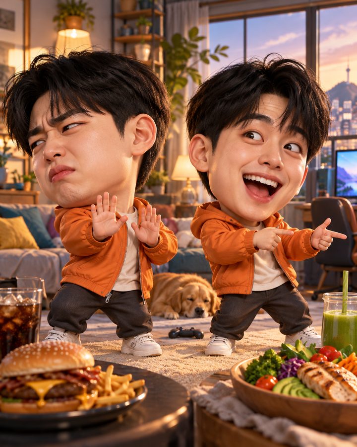 노 예스 손짓 3D 캐리커처 예시