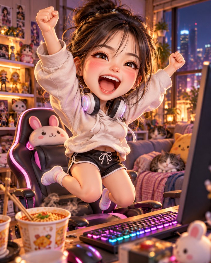 PC방 역전승 3D 캐리커처 예시
