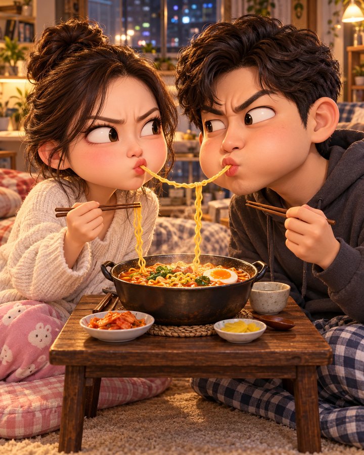 라면 한 그릇 3D 캐리커처 예시
