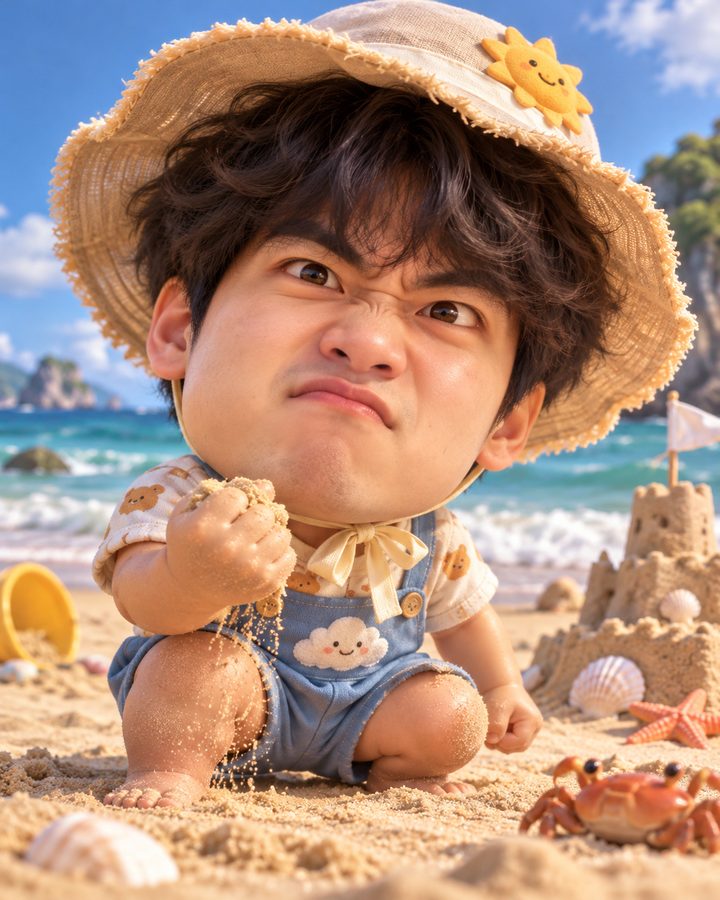 성공한 아기 주먹 3D 캐리커처 예시