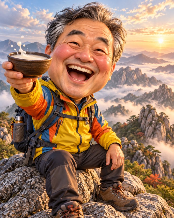 정상 막걸리 3D 캐리커처 예시