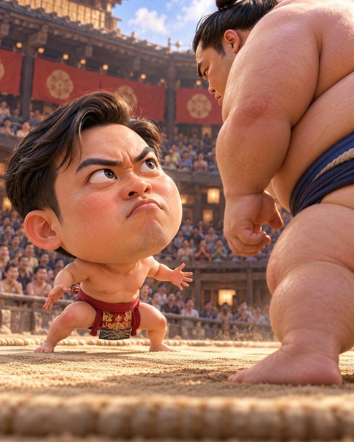 스모 대결 3D 캐리커처 예시