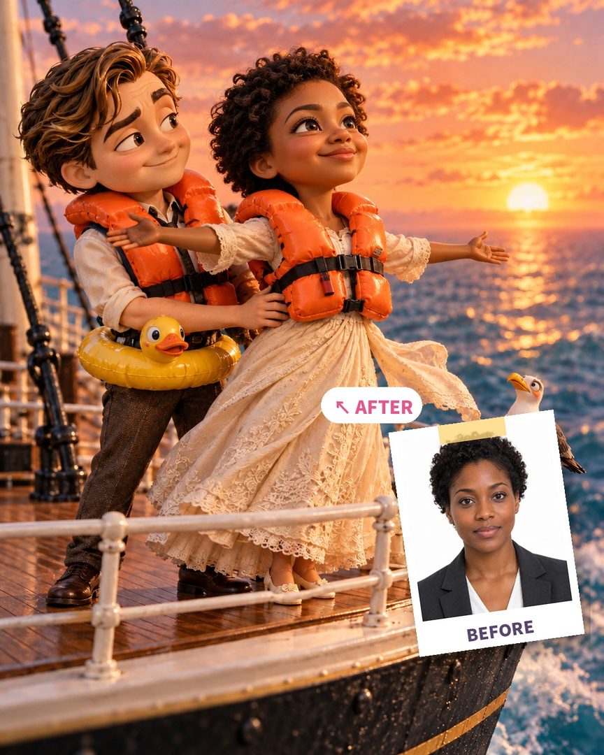 Sunset bow couple — AI example
