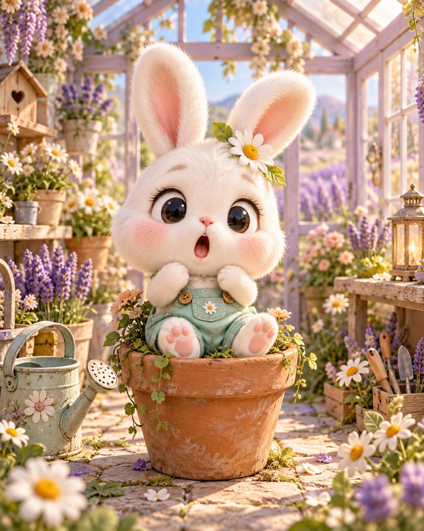 Bunny in a flower pot — AI example